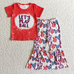 Let's play ball red baseball Girl's Set