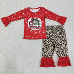 Christmas Candy Cane Cutie Red Leopard Girl's Set