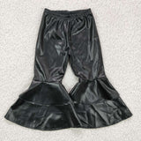 Boutique Black Leather Flared Pants