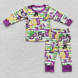 Mardi Gras Purple Stripe Boy's Set Pajamas