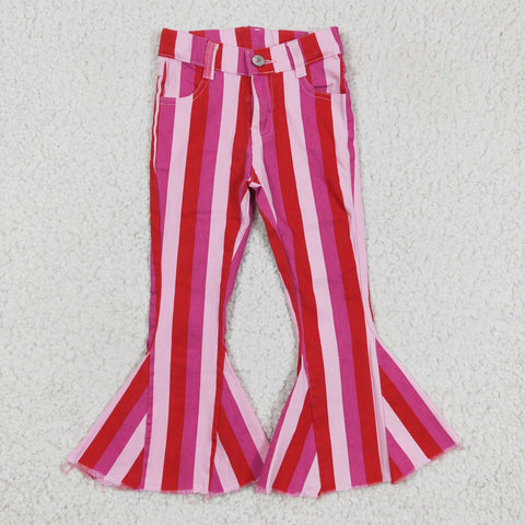 Fashion Jeans Pink Stripe Denim Flared Girl's Pants