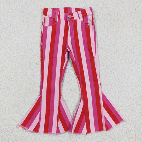 P0043 Fashion Jeans Pink Stripe Denim Flared Girl's Pants – Amy yu
