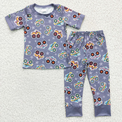 SALE BSPO0039 New Grey Truck Star Boy's Set Pajamas