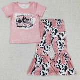 GSPO0223 Cow Print Black Pink Cute Girl's Set