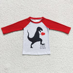 LOVE Bites Red Dinosaur Long Sleeves Shirt