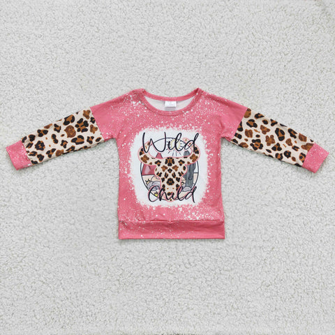 Girl's Wild Child Leopard Cactus Pink Shirt Top