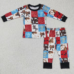 Western Cow Plaid Pajamas Boy's Girl's Matching Clothes