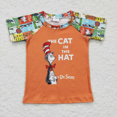 The cat in the hat Orange Reading Boy's Shirt