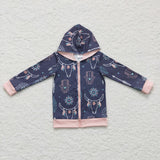 Western Cow Bull Skull Pink Hoodie Girl's Boy's Coat