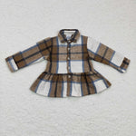 New Children's Plaid Flannel Shirt Turmeric Girl's Shirt Coat