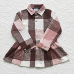 New Children's Plaid Flannel Shirt Pink Girl's Shirt Coat