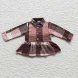 New Children's Plaid Flannel Shirt Pink Girl's Shirt Coat