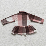 New Children's Plaid Flannel Shirt Pink Girl's Shirt Coat