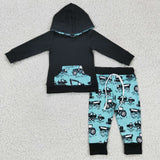 Tractor Blue Black Truck Hoodie Boy's Outfits