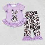 Easter Rabbit Cow Purple Girl's Set