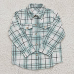 New Children's Plaid Flannel Shirt Mint Green Boy's Shirt Coat