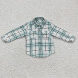 New Children's Plaid Flannel Shirt Mint Green Boy's Shirt Coat