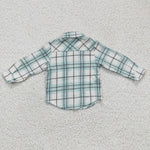 New Children's Plaid Flannel Shirt Mint Green Boy's Shirt Coat