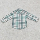 New Children's Plaid Flannel Shirt Mint Green Boy's Shirt Coat