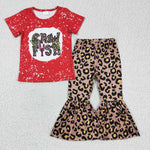 Crawfish Leopard Red Girl's Set