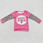 Girl's LOVE VIBES Pink Leopard Shirt Top