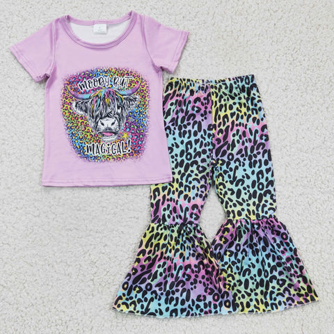 Moody But Magical Purple Colorful Leopard Girl's Set