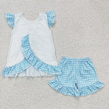 Easter Car Rabbit Carrot Pink Plaid Girl's Shorts Set