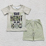The Hunt Is On Camo Army Green Boy's Shorts Set