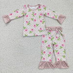 Fashion Flower Rose Pink Leopard Girl's Pajamas