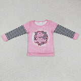 Girl's BE MINE Pink Black Plaid Shirt Top