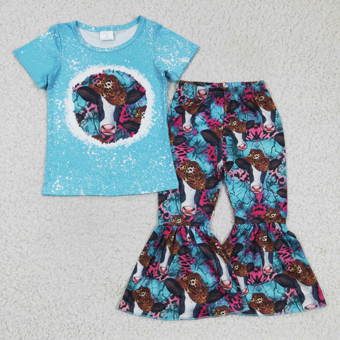 Western Cow Leopard Blue Girl's Set