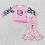 Fashion Valentine's Day Be Mine Pink Jeans 2 Pcs Girl's Set