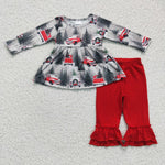 SALE 6 A19-11 Trees Car Red Girl's Outfits