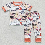 SALE BSPO0041  Fish Hook Orange Boy's Set Pajamas