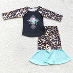 SALE 6 B3-1 Easter cross leopard print Girl's set