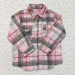 New Children's Plaid Flannel Shirt Pink Boy's Shirt Coat