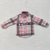 New Children's Plaid Flannel Shirt Pink Boy's Shirt Coat