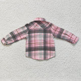 New Children's Plaid Flannel Shirt Pink Boy's Shirt Coat