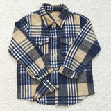 New Children's Plaid Flannel Shirt Blue Boy's Shirt Coat