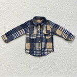 New Children's Plaid Flannel Shirt Blue Boy's Shirt Coat