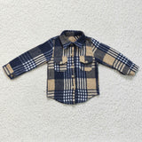New Children's Plaid Flannel Shirt Blue Boy's Shirt Coat