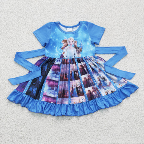 Boutique Blue Cartoon Princess Girl's Twirl Dress