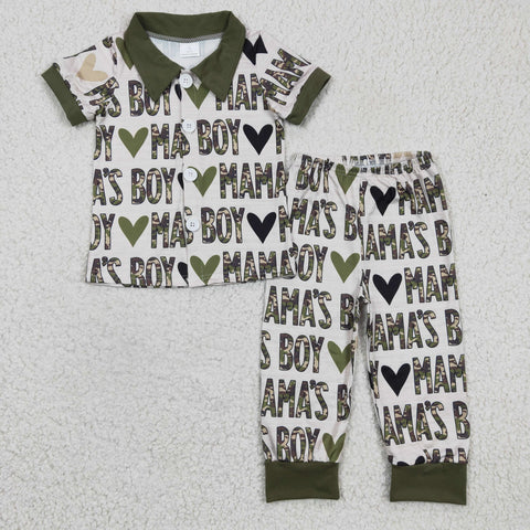 BSPO0044 MAMA'S BOY Camo Green Boy's Set Pajamas