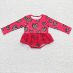 Valentine's Day Love Leopard Pink Tulle Baby Cute Girl's Romper