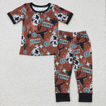 SALE BSPO0051 Western Punchy Cactus Brown Boy's Set Pajamas