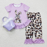 Boutique Girl Easter Purple Rabbit Cute Clothes Handbag Bag 3 pcs Outfits