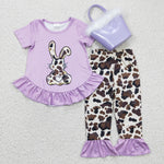 Boutique Girl Easter Purple Rabbit Cute Clothes Handbag Bag 3 pcs Outfits