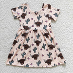 SALE GSD0178  Western Cow Cactus Girl's Dress