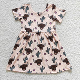 SALE GSD0178  Western Cow Cactus Girl's Dress