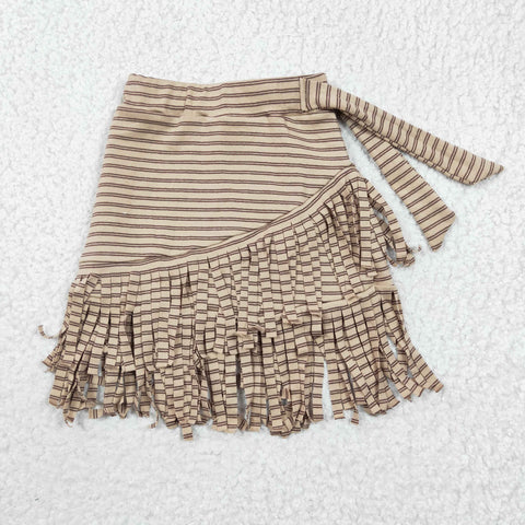 Fashion Girl's Corduroy Material Stripe New Tassel Skirt